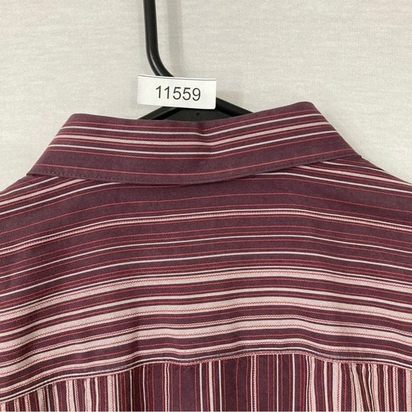 Tommy Bahama Burgundy Striped 100% Silk Long Sleeve Button Down Large - Picture 9 of 9